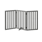 Wooden Pet Gate Dog Fence 3 Panels 80cm Grey