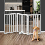 Wooden Pet Gate Dog Fence 3 Panels 80cm Grey