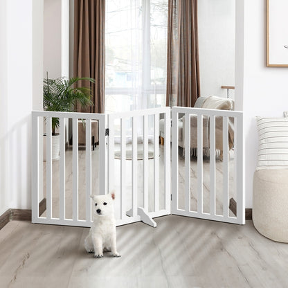 Wooden Pet Gate Dog Fence 3 Panels 80cm Grey