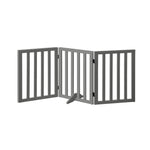 Wooden Pet Gate Dog Fence 3 Panels 80cm Grey