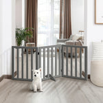 Wooden Pet Gate Dog Fence 3 Panels 80cm Grey