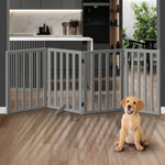 Wooden Pet Gate Dog Fence 4 Panels 80cm Grey