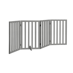 Wooden Pet Gate Dog Fence 4 Panels 80cm Grey