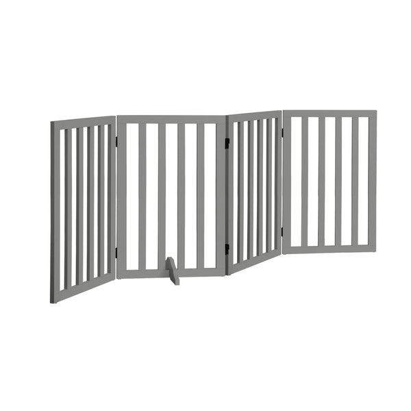  Wooden Pet Gate Dog Fence 4 Panels 80cm Grey