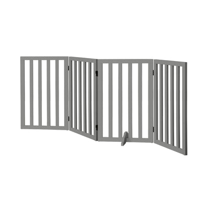 Wooden Pet Gate Dog Fence 4 Panels 80cm Grey