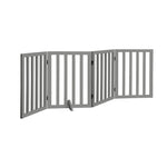 Wooden Pet Gate Dog Fence 4 Panels 80cm Grey