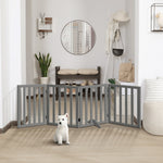 Wooden Pet Gate Dog Fence 4 Panels 80cm Grey