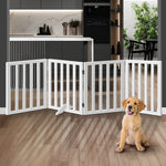 Wooden Pet Gate Dog Fence Safety Stair Barrier Security Door 4 Panels