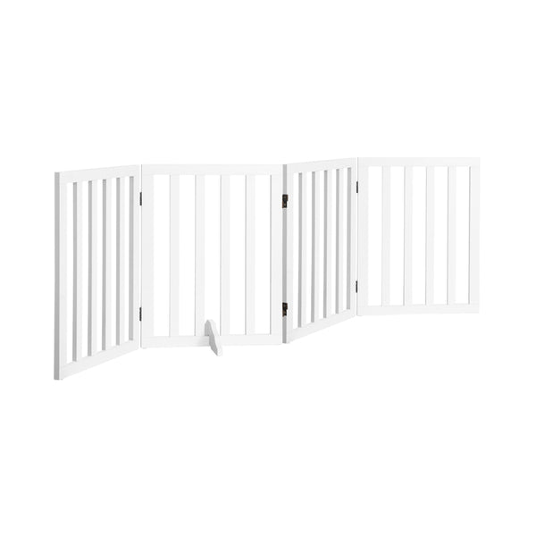  Wooden Pet Gate Dog Fence Safety Stair Barrier Security Door 4 Panels