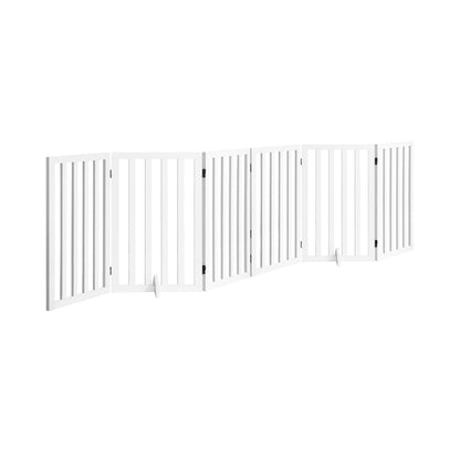 Wooden Pet Gate Dog Fence 6 Panels 80cm Grey