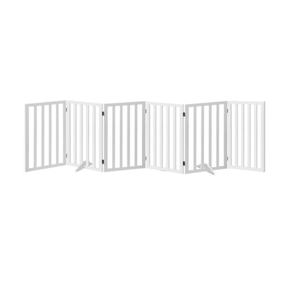 Wooden Pet Gate Dog Fence 6 Panels 80cm Grey