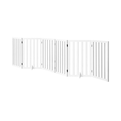Wooden Pet Gate Dog Fence 6 Panels 80cm Grey