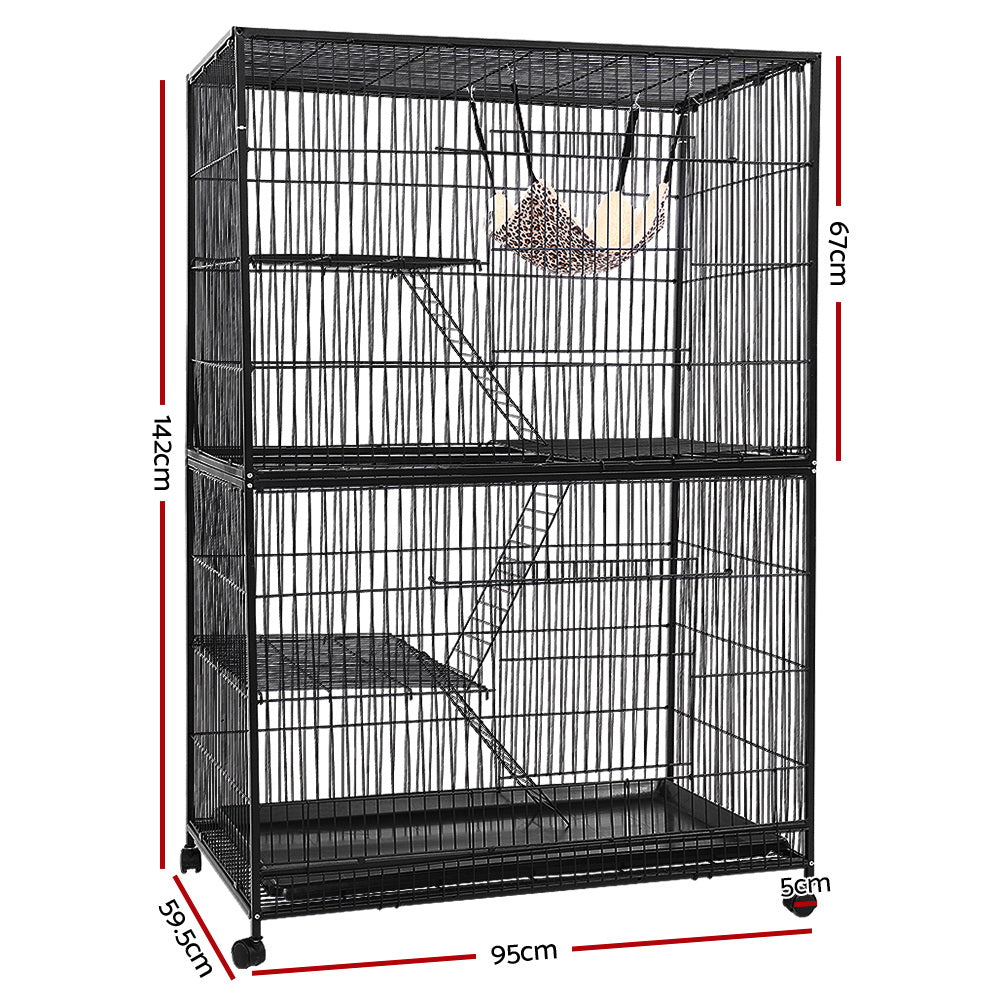 Rabbit Cage 142Cm Hutch 4 Level Bird Guinea Pig Ferret