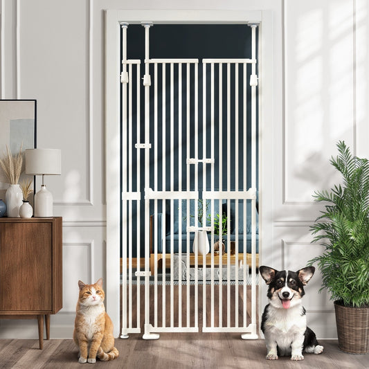 190cm-264cm Retractable Gate Pet Dog Cat Extra Tall Fence White