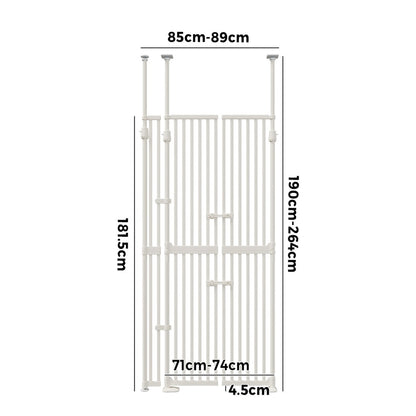 190cm-264cm Retractable Gate Pet Dog Cat Extra Tall Fence White