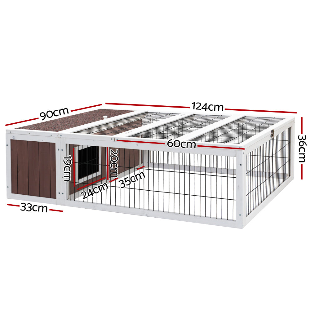 Wooden Rabbit Hutch Chicken Coop Run Cage Habitat House Outdoor Large