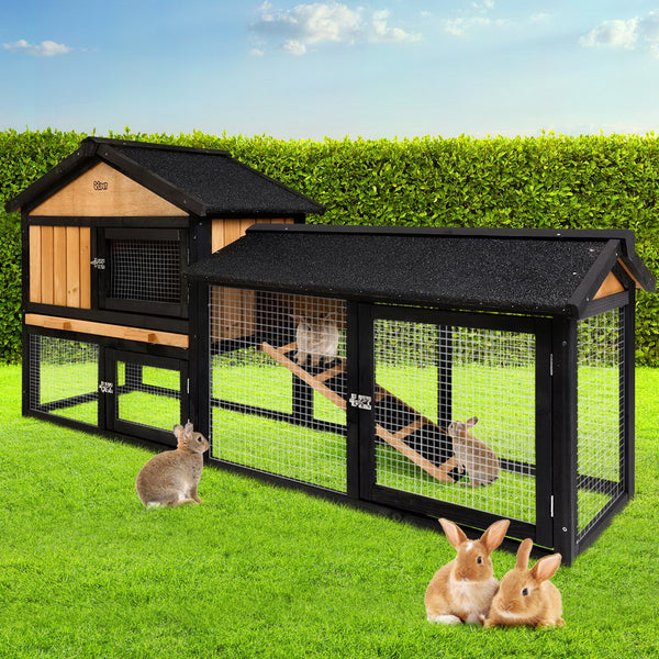  Pet Rabbit Hutch Hutches Large Metal Run Wooden Cage Waterproof Outdoor