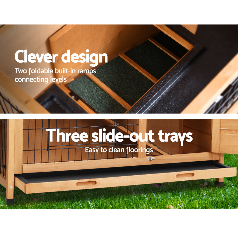 Rabbit Hutch Chicken Coop 91.5cm x 46cm x 116.5cm Chicken Coop Large House Cage Run Wooden Outdoor