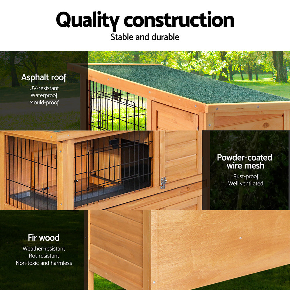 Rabbit Hutch Chicken Coop 91.5cm x 46cm x 116.5cm Chicken Coop Large House Cage Run Wooden Outdoor