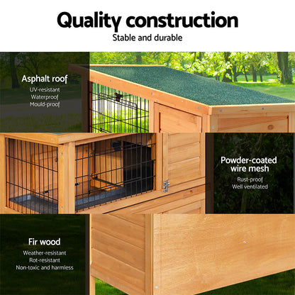 Rabbit Hutch Chicken Coop 91.5cm x 46cm x 116.5cm Chicken Coop Large House Cage Run Wooden Outdoor