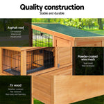 Large Rabbit Hutch 91.5X46X116.5Cm Chicken Coop Wooden Outdoor Cage
