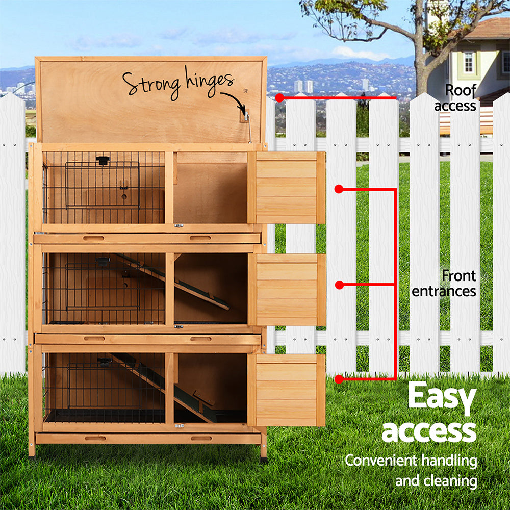 Rabbit Hutch Chicken Coop 91.5cm x 46cm x 116.5cm Chicken Coop Large House Cage Run Wooden Outdoor