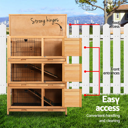 Rabbit Hutch Chicken Coop 91.5cm x 46cm x 116.5cm Chicken Coop Large House Cage Run Wooden Outdoor