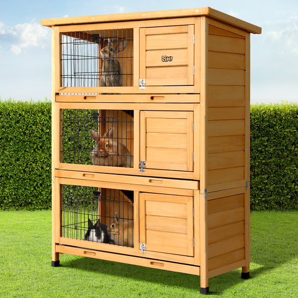  Large Rabbit Hutch 91.5X46X116.5Cm Chicken Coop Wooden Outdoor Cage