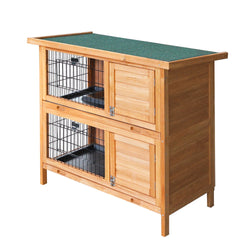 Rabbit Hutch & Chicken Coop - 91.5x45x82cm Wooden House with Large Run Cage
