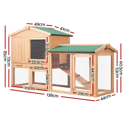 Large Chicken Coop Rabbit Hutch 138X44X85Cm Outdoor Cage