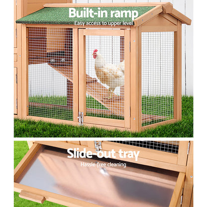 Large Chicken Coop Rabbit Hutch 138X44X85Cm Outdoor Cage