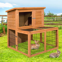 Chicken Coop Rabbit Hutch 96cm x 96cm x 100cm Large Chicken Coop Run Wooden Cage Outdoor House