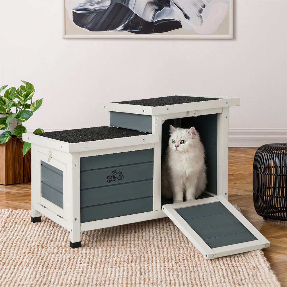 Outdoor Rabbit And Cat Hutch Wooden Coop House Enclosure