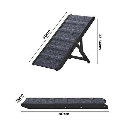 Alopet Dog Pet Ramp Adjustable Height Dogs Stairs Bed Sofa Car Foldable 90cm