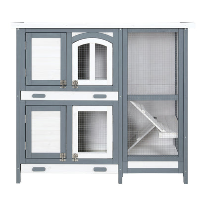 Rabbit Hutch Chicken Coop 98cm x 45cm x 92cm Large Wooden House Run Cage Outdoor