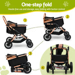 Pet Dog Stroller Pram Large Cat Carrier Travel Pushchair Foldable 4 Wheels