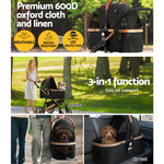 Pet Stroller Dog Pram Large Cat Carrier Travel Foldable Pushchair 4 Wheels