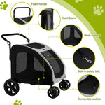 Pet Stroller Dog Pram Large Carrier Cat Travel Strollers 4 Wheels Trolley