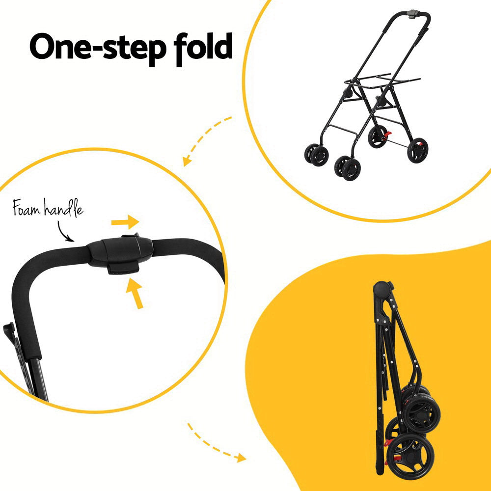 Pet Stroller 2-Tier Dog Pram Large Cat Carrier Travel Pushchair Foldable