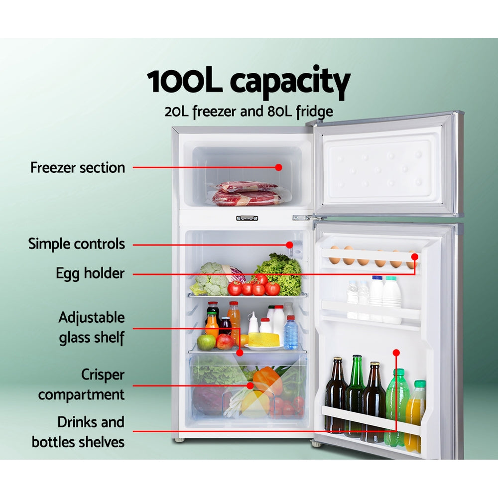 100L Portable Fridge Freezer Bar Upright Camping Caravan
