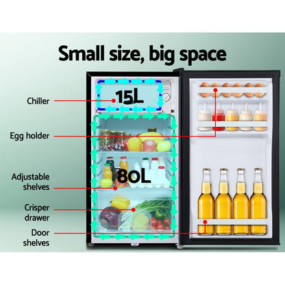 95L Portable Fridge Freezer Bar Upright Camping Caravan
