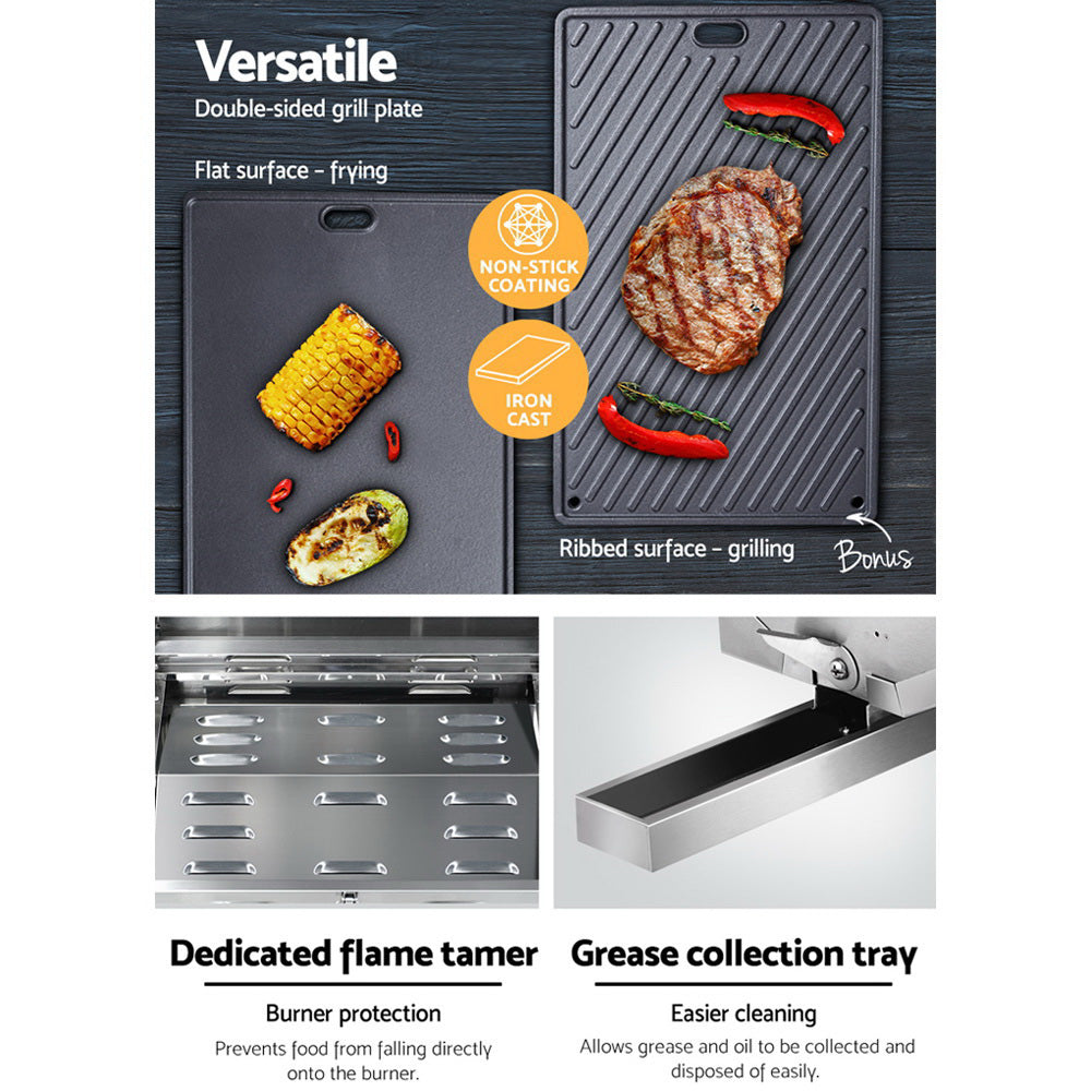 Portable Gas Bbq Grill With Double Sided Plate