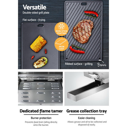 Portable Gas Bbq Grill With Double Sided Plate