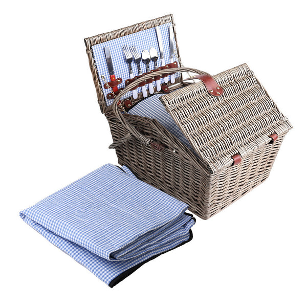  Deluxe 4 Person Picnic Basket Baskets Outdoor Insulated Blanket