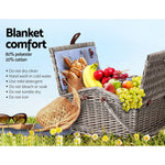 4 Person Picnic Basket Set Baskets Insulated Blanket Bag
