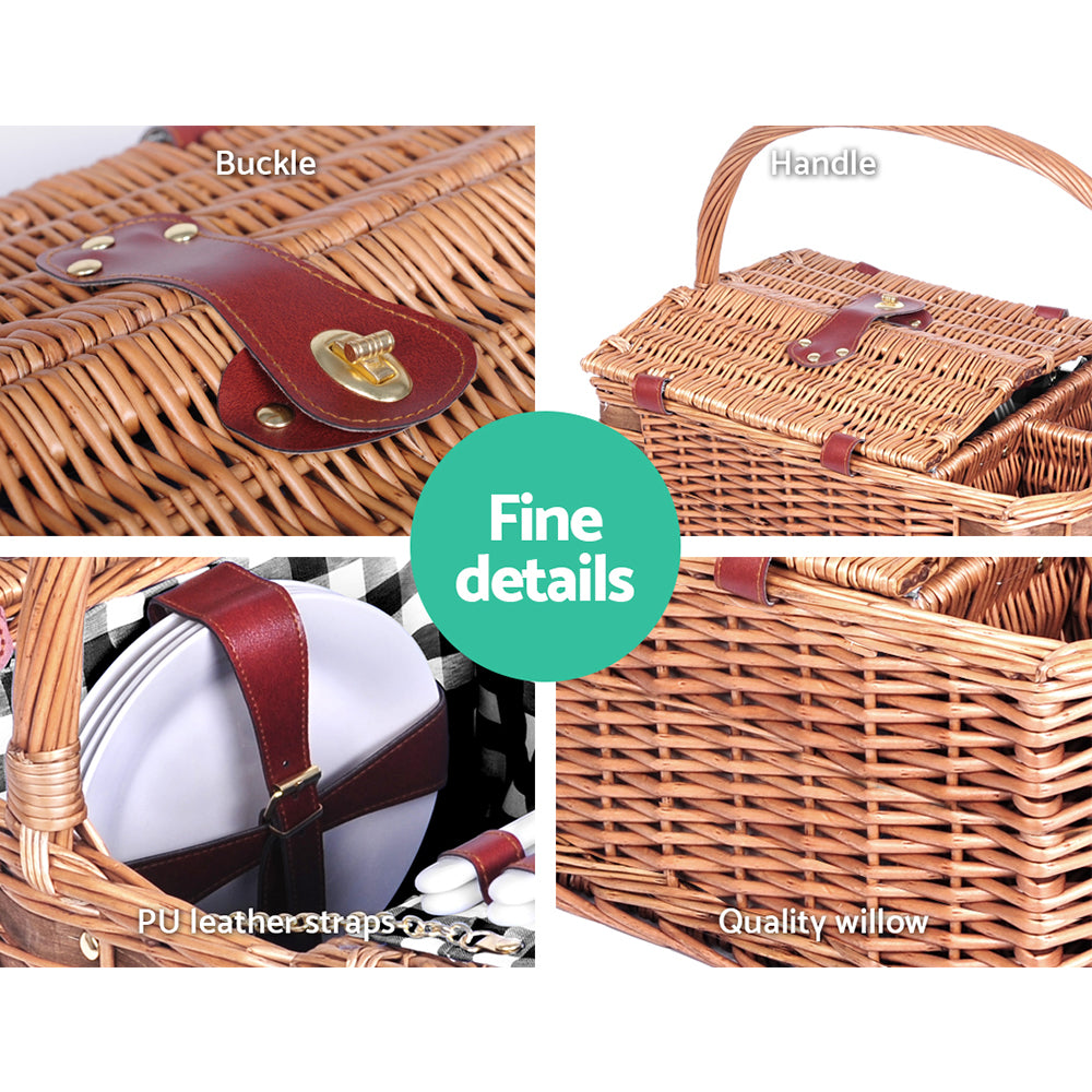 4 Person Picnic Basket Set Insulated Outdoor Blanket Bag - 130×150cm