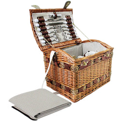 4 Person Picnic Basket Set Storage Blanket