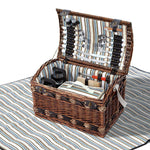 4 Person Picnic Basket Set Insulated Storage Blanket
