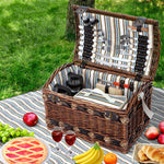 4 Person Picnic Basket Set Insulated Storage Blanket