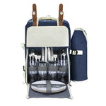 4 Person Picnic Basket Set Backpack Bag Insulated Blue